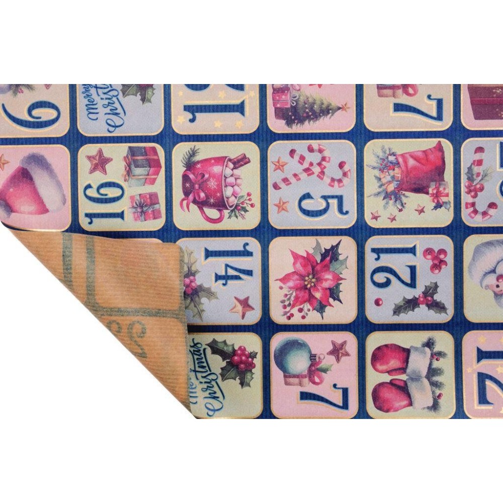 BOBINA CARTA BLU CALENDARIO AVVENTO 1X20MT.
